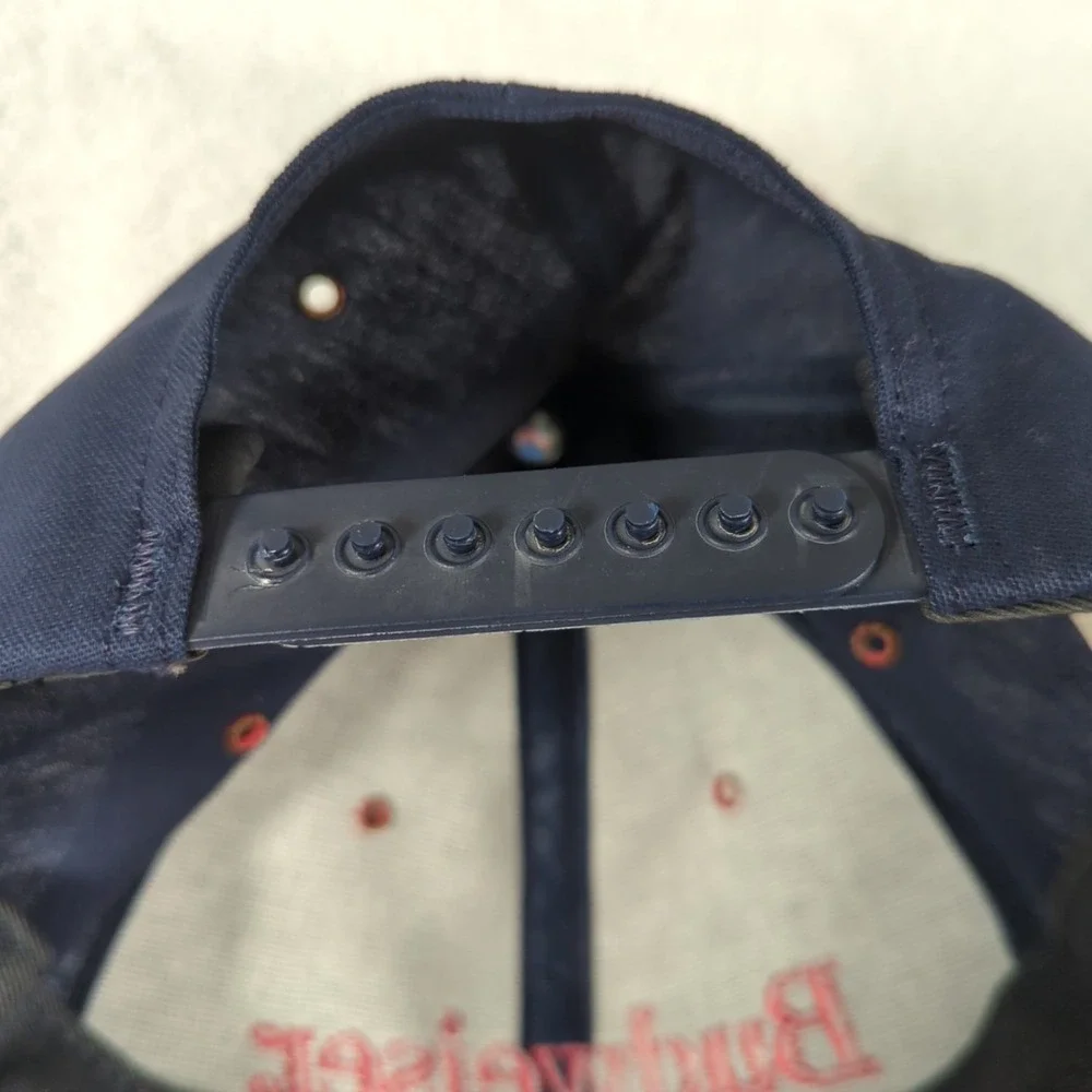 Vintage 90s Budweiser Snapback Hat Cap Blue Red Embroidered Made In USA